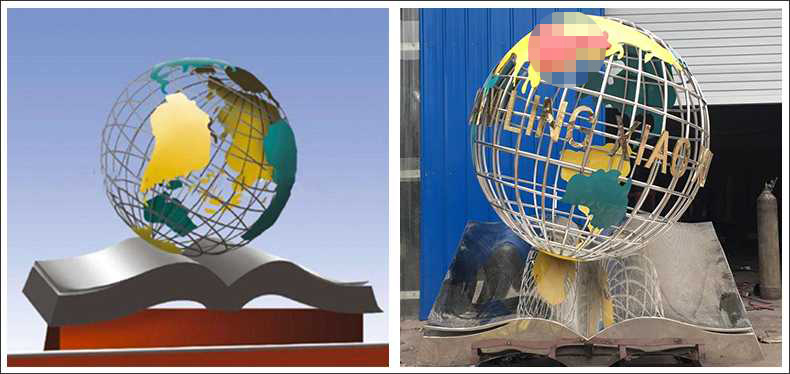 不銹鋼地球，景觀地球雕塑，學校地球儀擺件