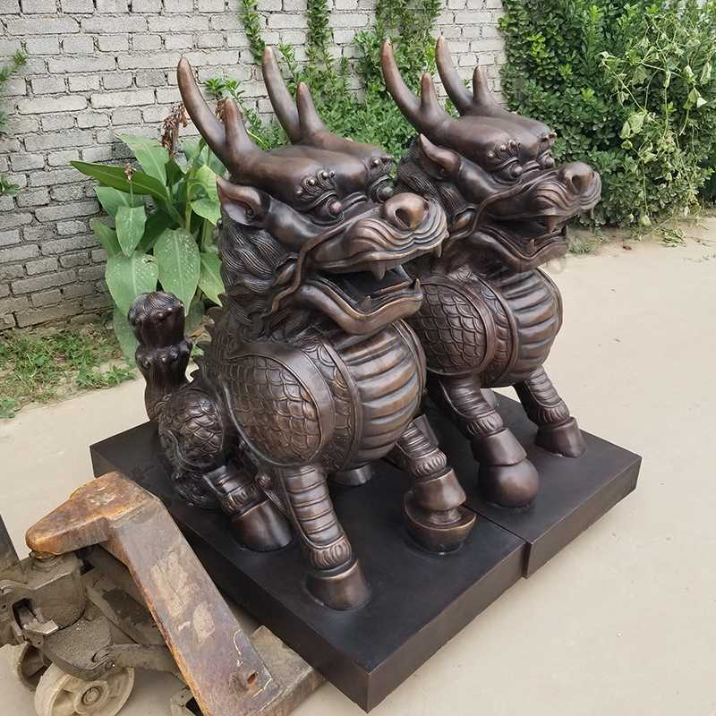 銅麒麟雕塑，銅麒麟擺件，鎮(zhèn)宅風(fēng)水麒麟